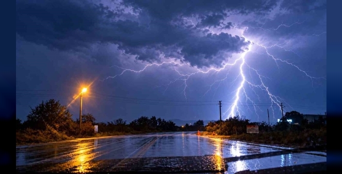 Düzce'de gece saatlerinde sağanak yağış etkili oldu