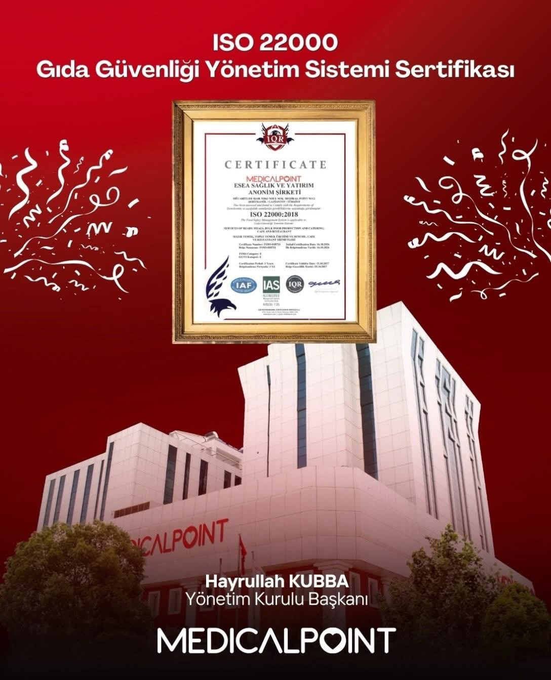 Medical Point Gaziantep Hastanesinden gıda güvenliğinde ilk