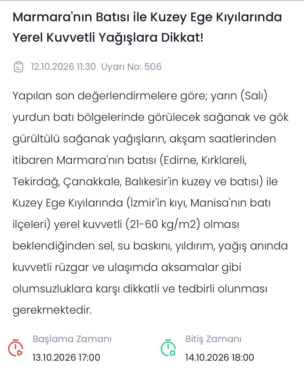 METEOROLOJİK UYARI