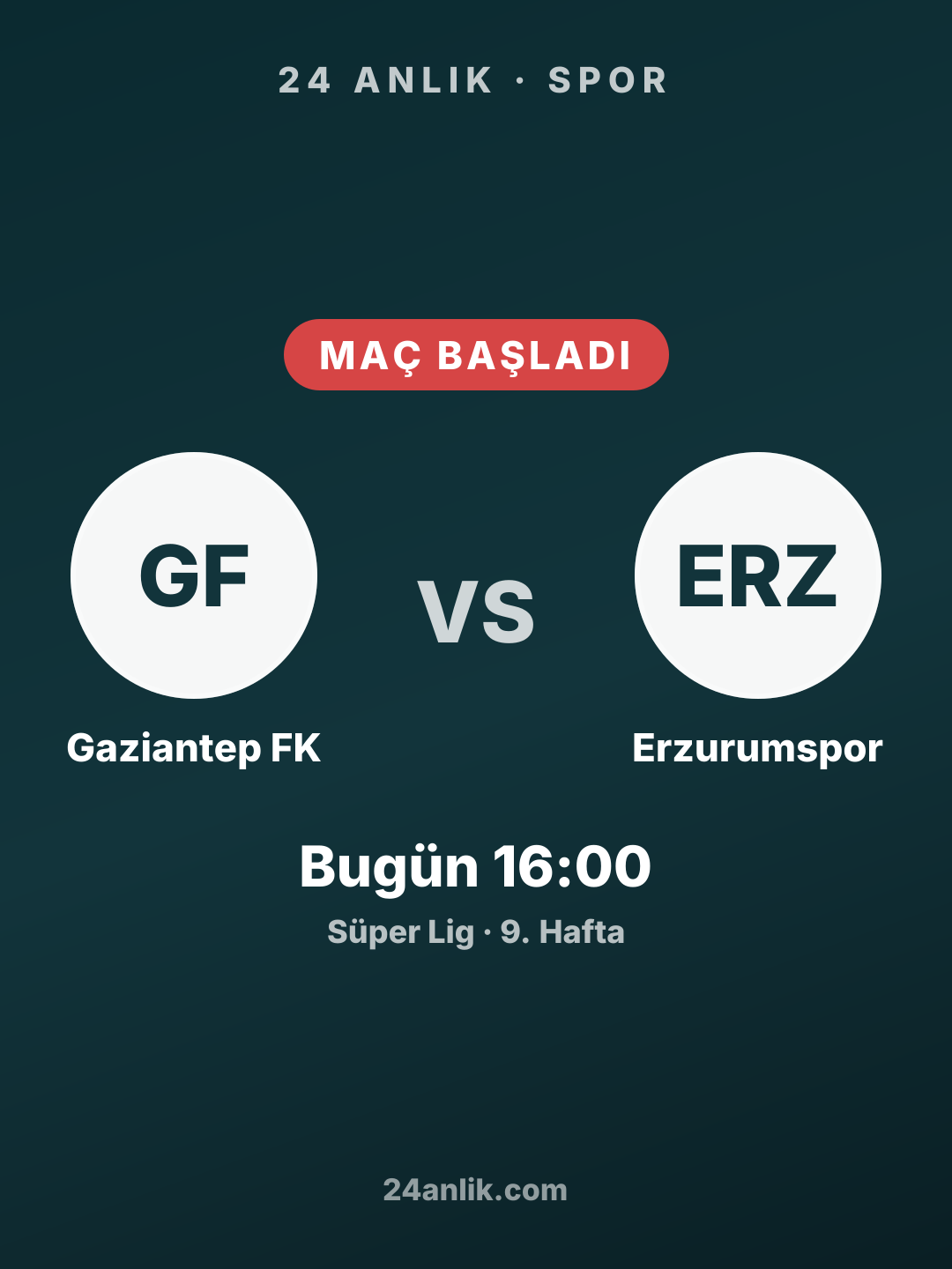 Gaziantep FK - Erzurumspor maçı başladı